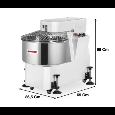 Pétrin à spirale avec tête fixe 1 vitesse 20 L
